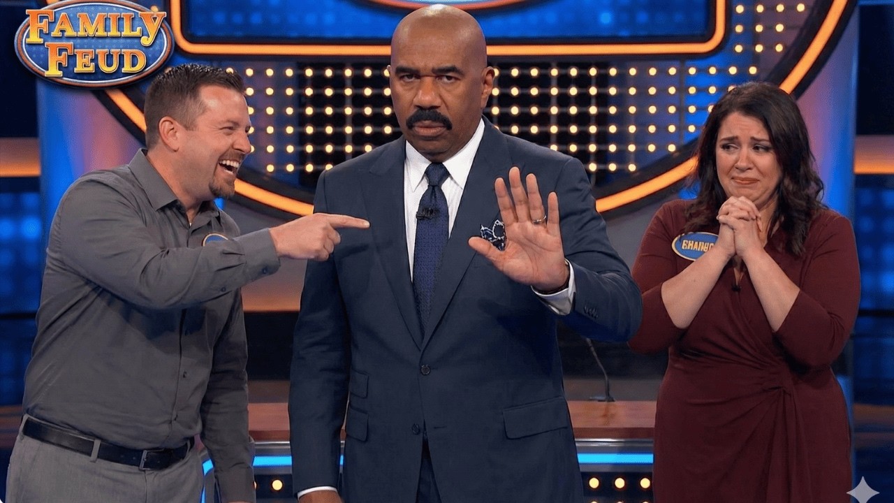 Husband Laughs at Wife’s Weight on Family Feud — Steve Harvey SHUTS Him Down