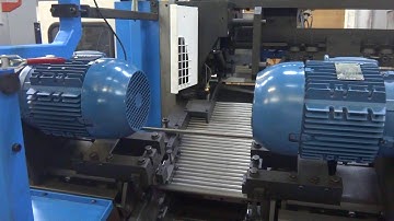 Shear & Chamfer from bars. Videx Bar-feeder, Impact Cutter & dual-side Chamfer