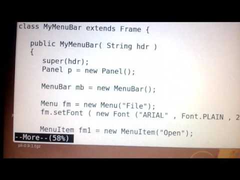 Java Program with Menu Bar and Pullright Menu