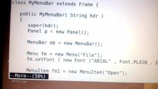 Java Program with Menu Bar and Pullright Menu