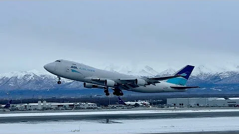 Runway 33 Takeoffs at Anchorage Airport | 777, 747, C-130, MD-83 Heavy Jet Departures!