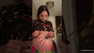 Incredible spiderweb belly art at 28 weeks pregnant #fok #bellypainting
