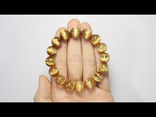 天然 タイチンルチルクォーツ 大玉 ブレスレット 全玉12mm以上 タイチンキャッツアイルチルクォーツ 12mm～12.5mm玉 ブレスレット