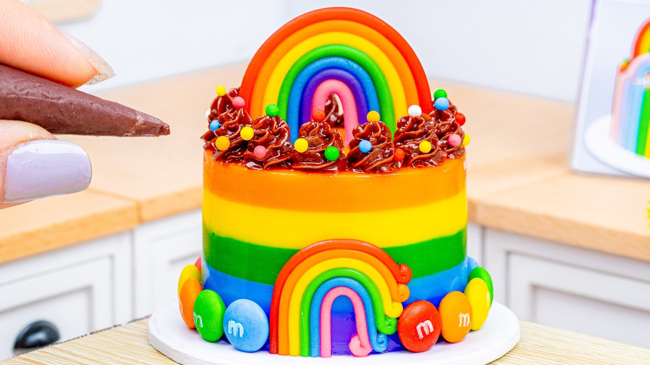 Best Miniature Rainbow Cake M&M Candy Recipe🍪ASMR Miniature Chocolate Cake Decorating | TiTi Bakery