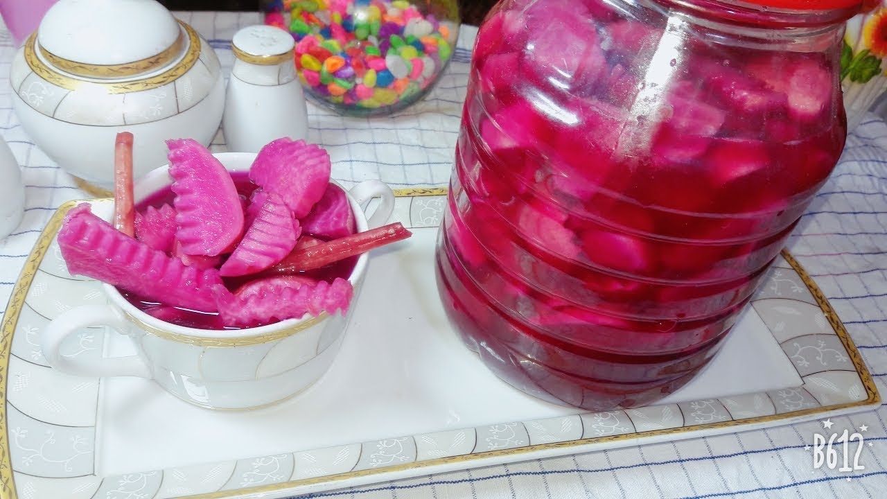 مخلل اللفت وسر قرمشته لحد اخر قطعه مخلل في البرطمان