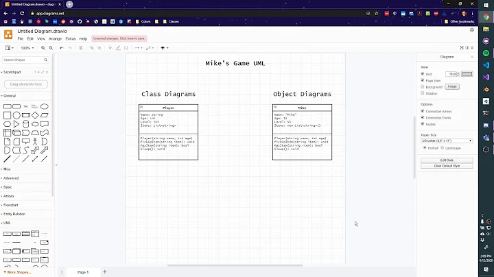 ITP SP20: Creating UML Class Diagrams and Objects Diagrams with Draw.io