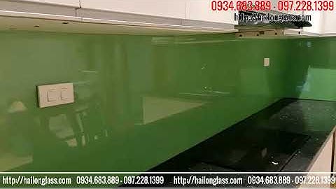 KÍNH ỐP BẾP MÀU NHŨ XANH CỐM HL THI CÔNG TẠI  450 TRẦN KHÁT CHÂN