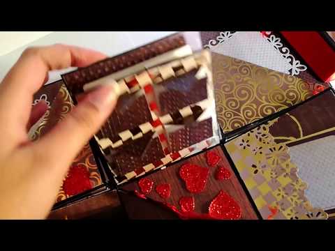 Golden Love Couple handmade Explosion Box Card gift QuillingTreasures