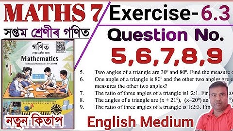 Class 7 Maths || Exercise 6.3 Question No.5,6,7,8,9 || English Medium || Assam