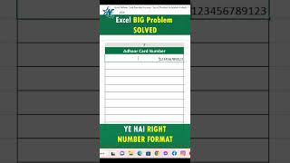 Excel Ki Big Problem Solved Right Number Format