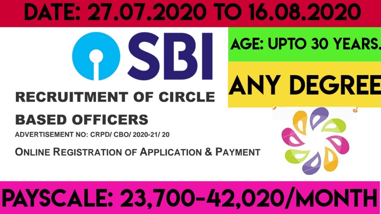 SBI recruitment 2020 for circle based officer