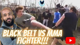 Karate black belt vs MMA Fighter!! STREET BEEF REACTION!!!