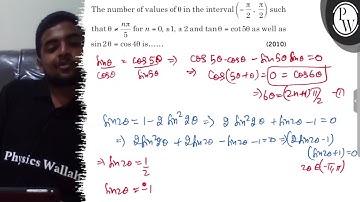 The number of values of θ in the interval (-π/2, π/2) such that θ≠n π/5 for n=0, ± 1, ± 2 and tan...
