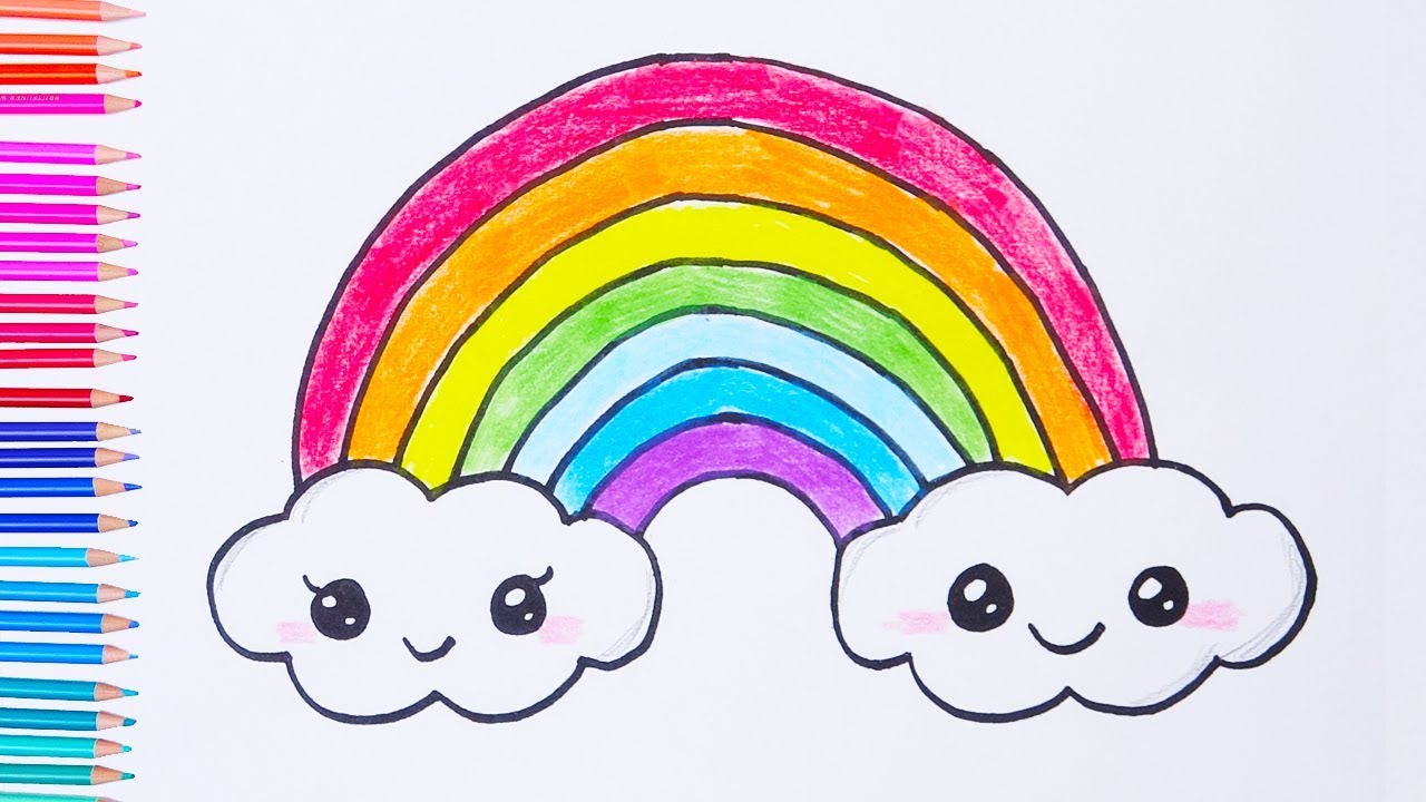 How to Draw a Rainbow and Clouds | Easy drawings - YouTube