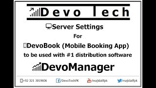 Server Settings For  DevoBook (Mobile Booking App)