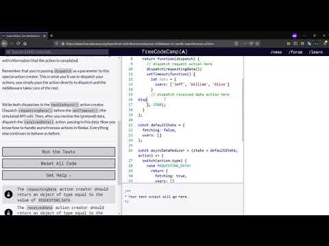 Learn Redux  Use Middleware to Handle Asynchronous Actions   freeCodeCamp org(Day-19)