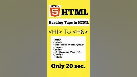 Heading Tag in HTML | html tag | html heading tags 😱😊😁 #shorts #html