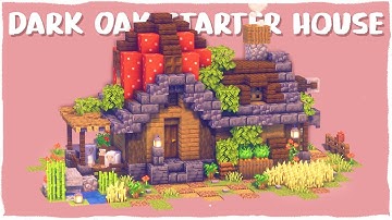 Minecraft 1.17:  How To Build a Starter House in Dark Oak Forest | Tutorial (easy)