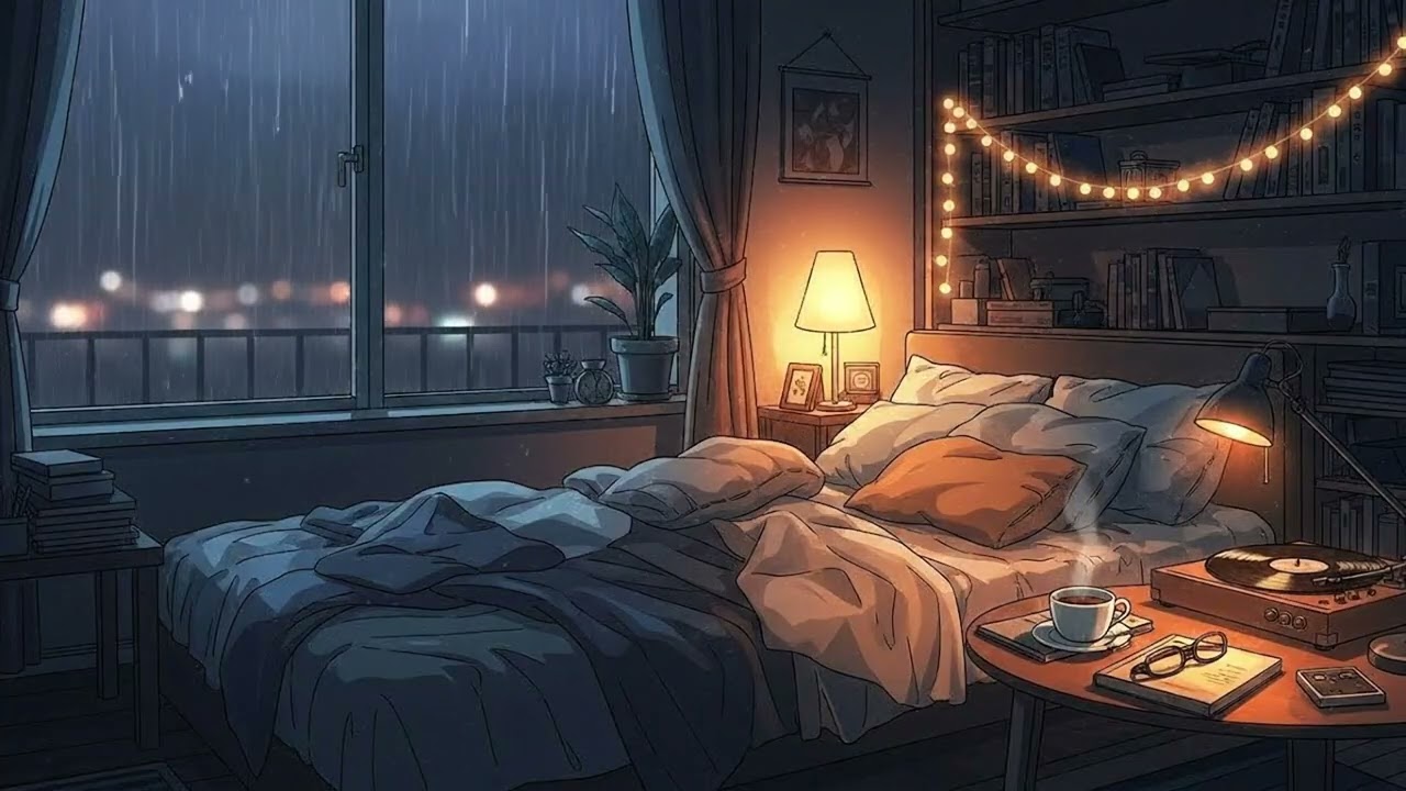 Quiet Rainy Night Bedroom | Soft Lofi Music for Sleep