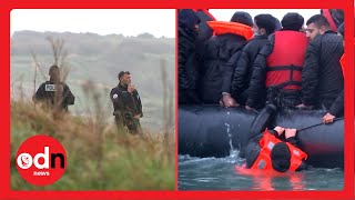 Police Watch as Migrants STRUGGLE to Cross Channel