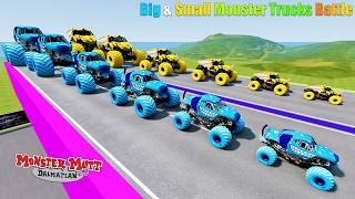 Small to Giant Monster Trucks Racing Battle & Jumps to Portal Trap BeamNG Random screenshot 2
