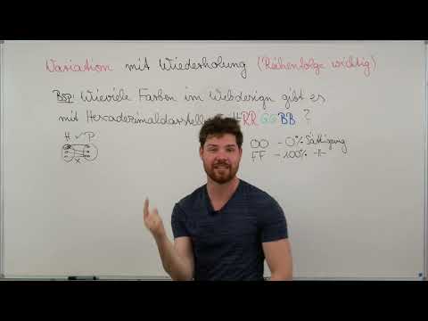 Variation mit Wiederholung. Reihenfolge wichtig. RGB Beispiel. Stochastik lernen. Mathematik.