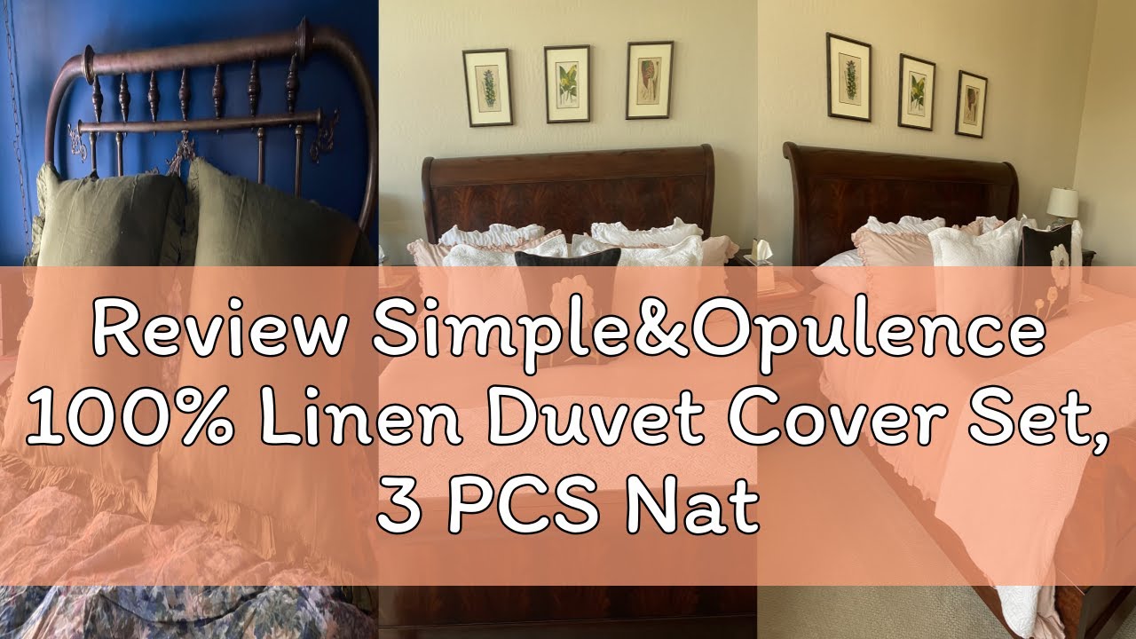 Review Simple&Opulence 100% Linen Duvet Cover Set, 3 PCS Natural French Flax Ruffle Duvet Cover King