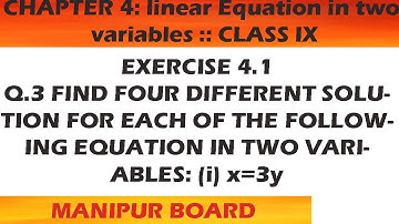 LINEAR EQUATION IN TWO VARIABLES || CLASS IX MATH EX.4.1 Q.3 (i) || MANIPUR BOARD || GPS MANIPUR