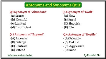 Antonyms & Synonyms Quiz | Antonyms and Synonyms for All Competitive Exams | Antonyms and Synonyms