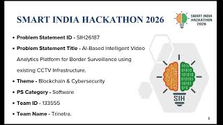 BORDER-AI | AI-Based Intelligent Video Analytics for Border Surveillance | SIH 2026