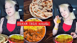 •homemade chicken🥘tikka masala, turmeric🍚rice + garlic🫓naan• #cooking #eating #yummy