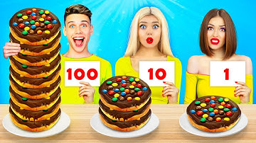 100 Layers Chocolate Food Challenge | Eating 1 VS 100 Layers of Yummies! Mukbang by RATATA