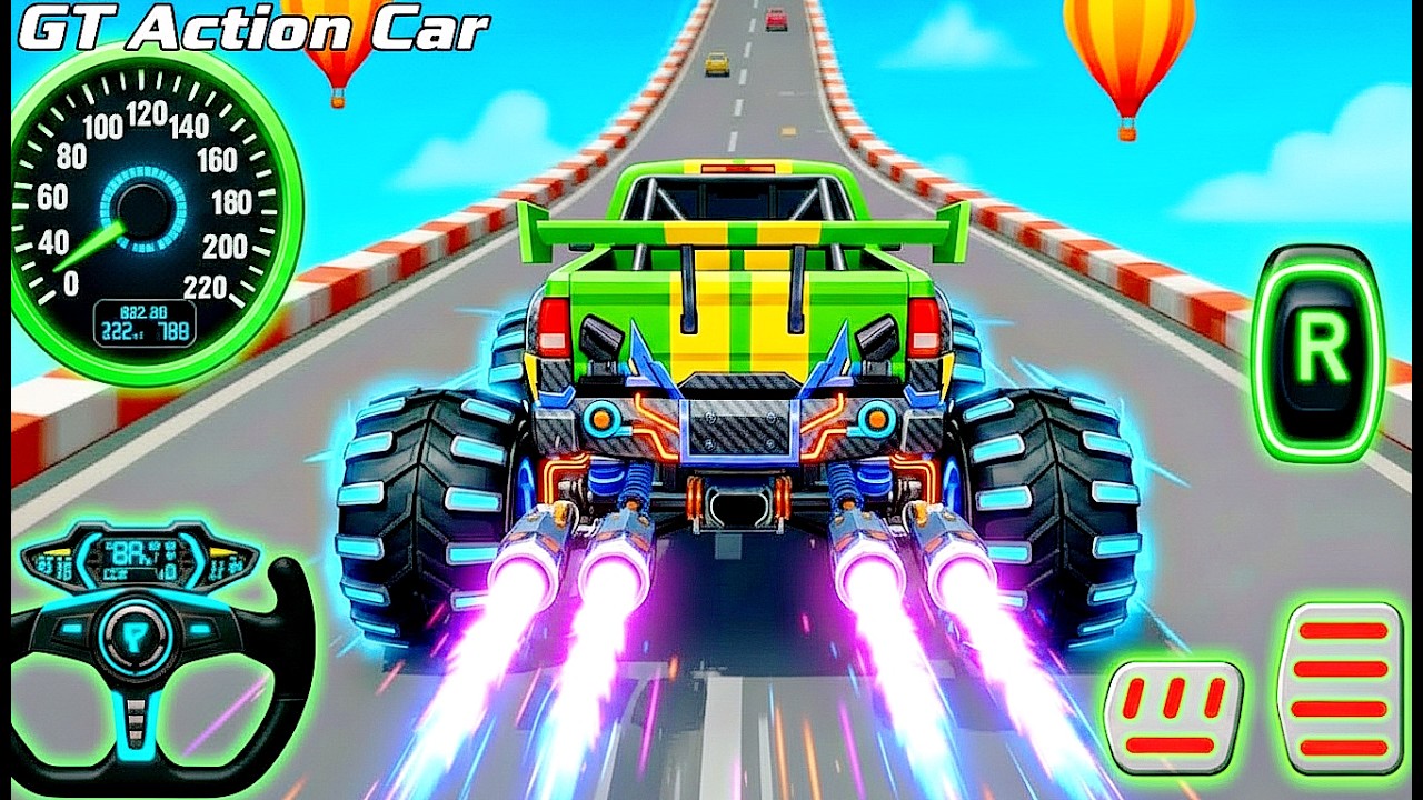 Mega Ramp Monster Car Racing 3D - Extreme Car Stunts -Android Gamepla #MegaRamp #3DGames #CarRacing