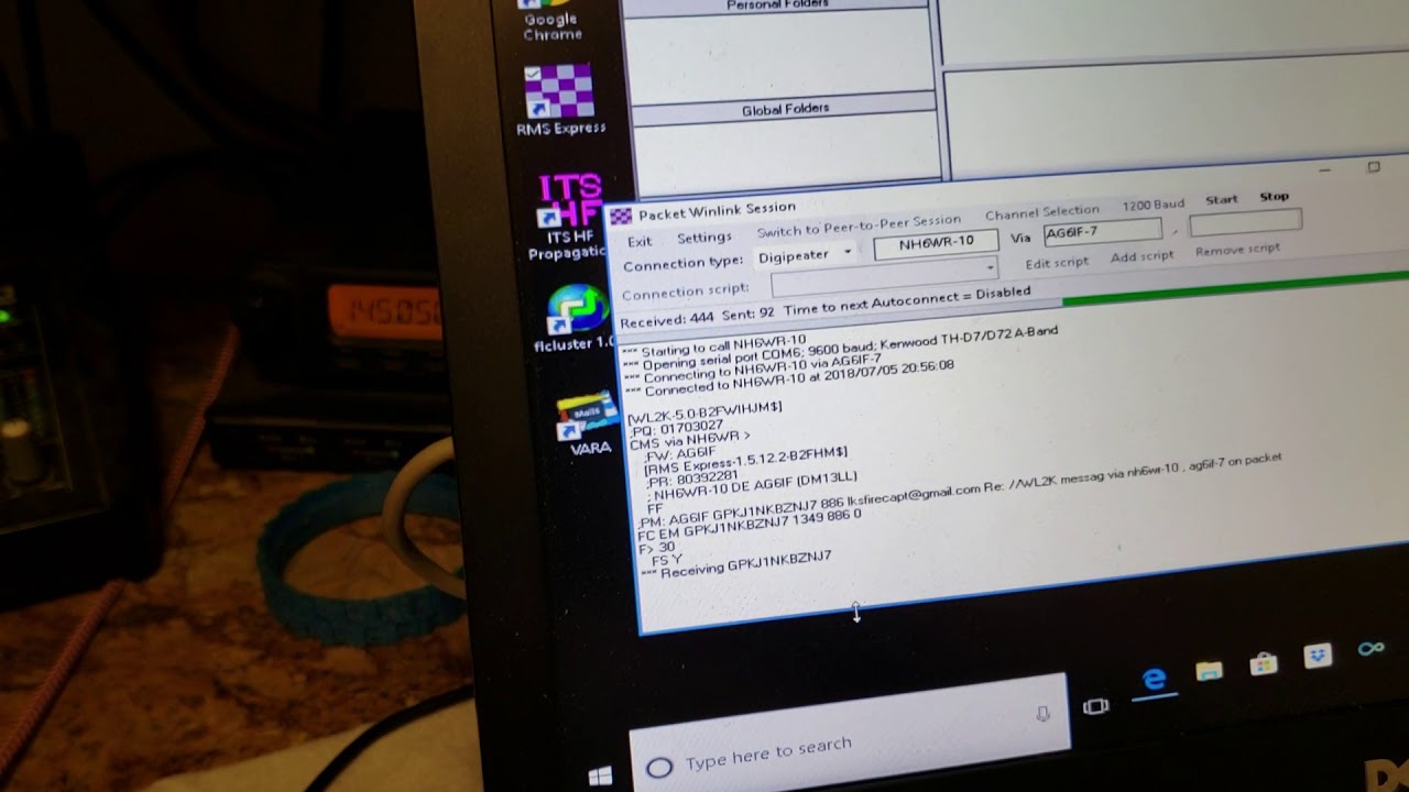 Winlink vhf packet with a Kenwood d72a and the VIA function for packet ...