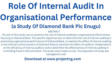 Role Of Internal Audit In Organizational Performance