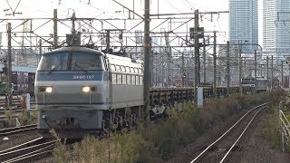 【4K】JR山陽本線 EF66-127号機牽引(後補機:EF210-310号機) 8090レ貨物列車 天神川駅通過