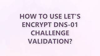 How to use Let's Encrypt DNS-01 challenge validation (8 SOLUTIONS!!)
