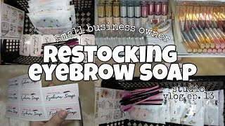 studio vlog ep. 13: restocking eyebrow soap + ASMR + product labelling