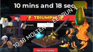 Molten Mode Speedrun wr i think? idk (10:18, w/o timescale) || Tower Defense Simulator Roblox