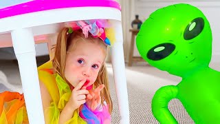 Nastya and Dad Easter Egg Hunt and Trampoline Play for Kids