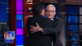 Anderson Cooper and Stephen Colbert Hug It Out