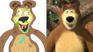 Masha and The Bear   Recipe For Disaster 🍲 Masha plus porridge l funny cartoon drawing meme