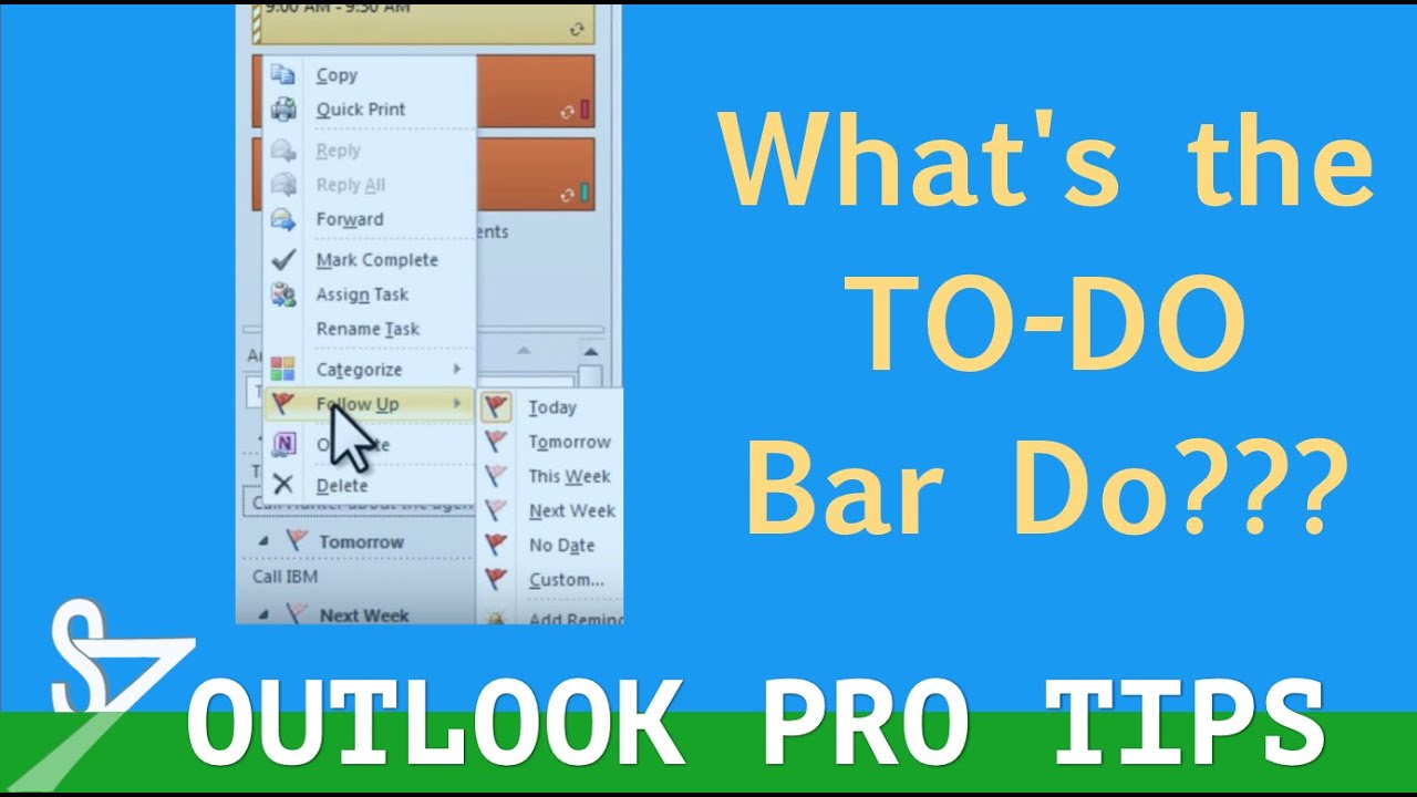 How To Use The To Do Bar In Microsoft Outlook YouTube