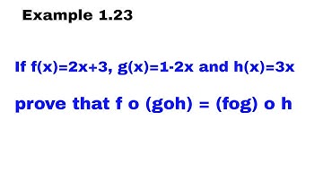 10 th Maths, Example 1.23 f(x)=2x+3,g(x)=1-2x,h(x)=3x prove that fo(goh)=(fog)oh