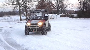 polaris rzr 800 crazy speed donuts in snow! Day & night