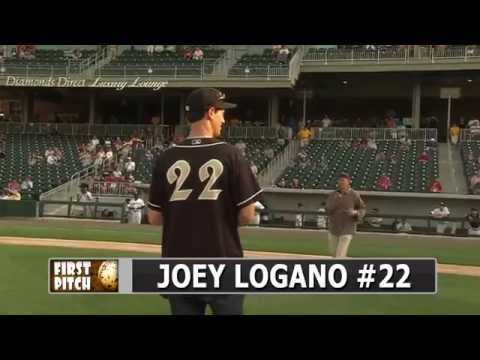 Joey Logano throws out first pitch at Charlotte Knights game