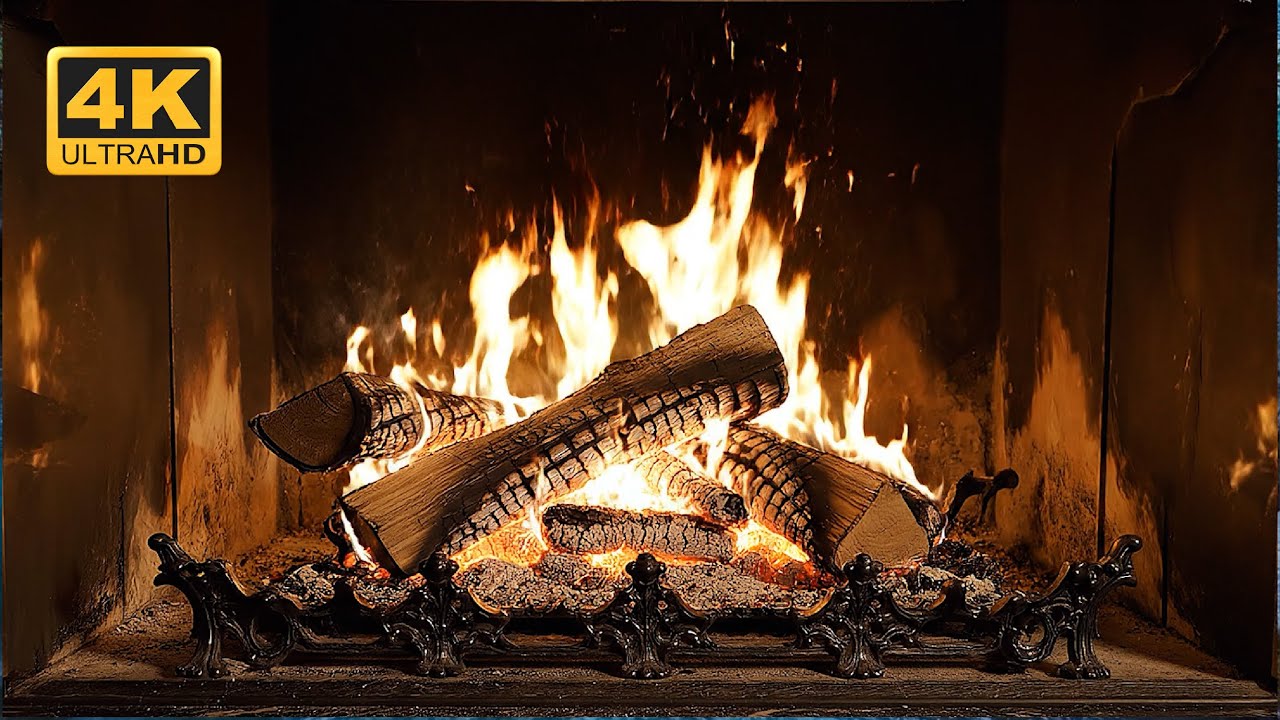 Warm Fireplace Ambience 4K UHD 🔥 Fireplace Sounds for Calm Evening