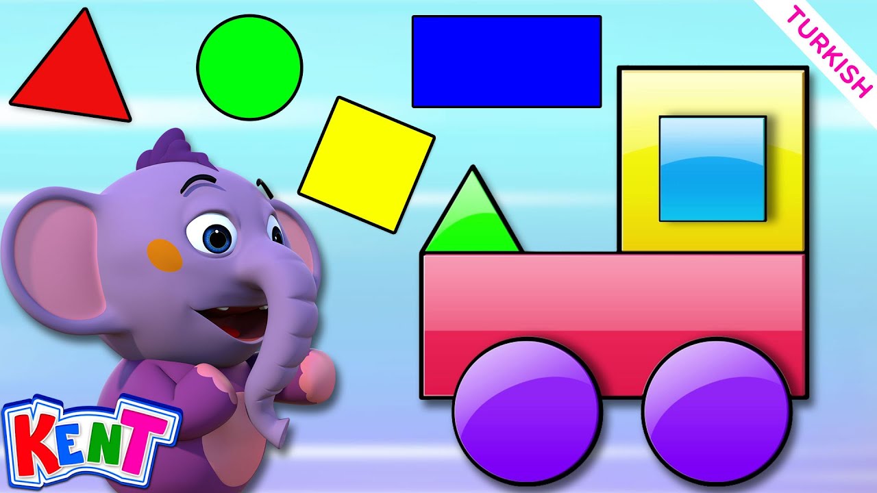 Treni Şekillerle Doldurmak 🚂🟣🟦 | Learn Shapes with Kent | Sevimli Fil Kent