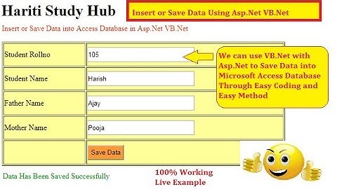Save Data in Database with Asp.Net Vb.Net | Hindi | Free Online Class | MS Access Database