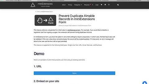 Prevent Duplicate Records in Airtable Form using miniExtensions (2020 version)